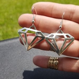 Diamond Shaped Silver Earrings